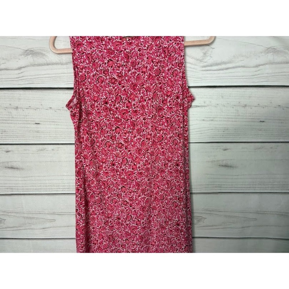 Michael Kors Pink Floral Sleeveless Ruffle Hem Shift Dress Medium - Picture 7 of 9